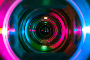 closeup of video camera lens